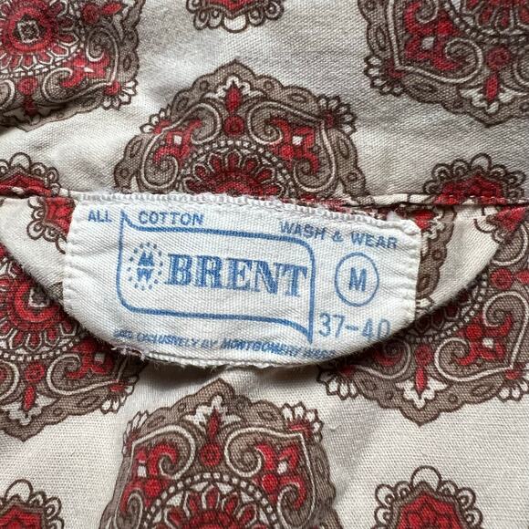 VINTAGE 70s Loungewear Set Size M Mod Geometric 2 Piece Orange Baroque - Picture 5 of 5